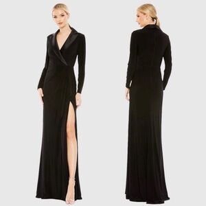 Elegant Black Long Sleeve Evening Dress